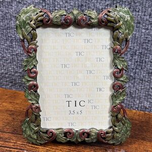 NEW Frame Ornate Leaf Scroll Enamel Metal Cottagecore Whimsigoth Earthy Filigree